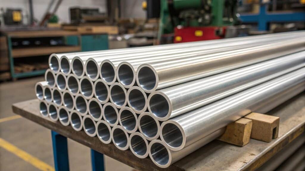alt text: Aluminum tube used in a lightweight bicycle frame construction